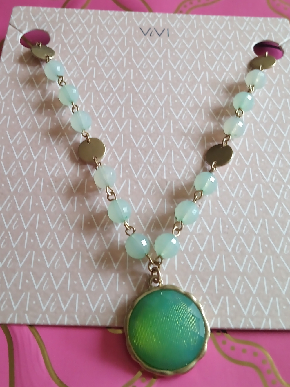 VIVI (COOKIE LEE) SYMPHONY IN GREENS AND GOLDS NECKLACE
